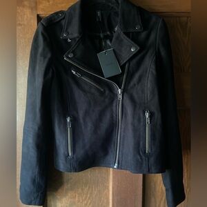 YAS Black Women's Suade Leather Biker Jacket. NWT